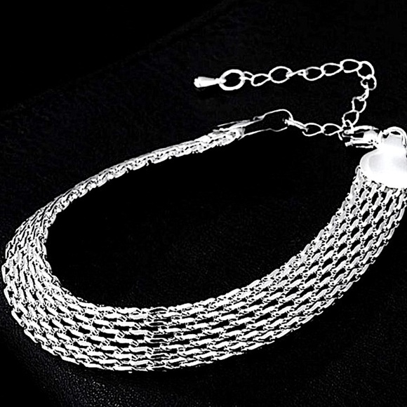 Sterling Silver Mesh Lattice 10mm Trendy Necklace Bracelet Set - Picture 3 of 6